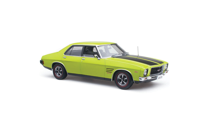 Classic Carlectables 18839 Holden HQ Monaro GTS Sedan Barbados Green with Black Stripes (350ci Engine) 1:18 Scale