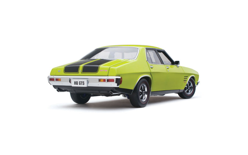 Classic Carlectables 18839 Holden HQ Monaro GTS Sedan Barbados Green with Black Stripes (350ci Engine) 1:18 Scale