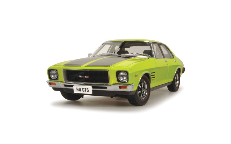 Classic Carlectables 18839 Holden HQ Monaro GTS Sedan Barbados Green with Black Stripes (350ci Engine) 1:18 Scale