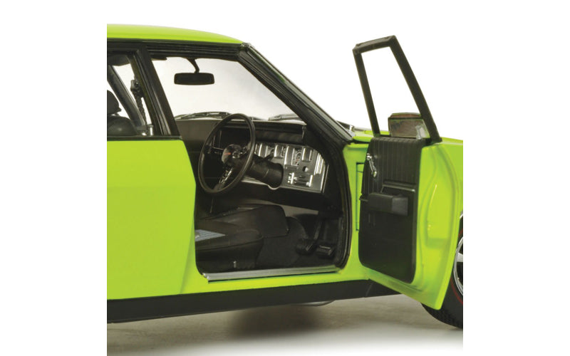 Classic Carlectables 18839 Holden HQ Monaro GTS Sedan Barbados Green with Black Stripes (350ci Engine) 1:18 Scale