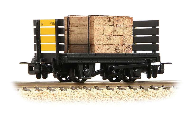 Bachmann Narrow Gauge 393-175 RNAD Flat Wagon Planked Ends RNAD Dean Hill with Sleeper Load OO9 Scale