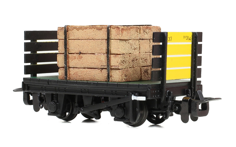 Bachmann Narrow Gauge 393-175 RNAD Flat Wagon Planked Ends RNAD Dean Hill with Sleeper Load OO9 Scale
