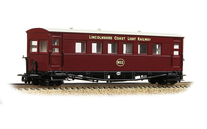 Bachmann Narrow Gauge 394-028 Gloucester Bogie Coach Lincolnshire Coast L.R. Maroon OO9 Scale