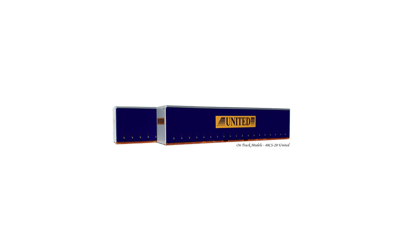 On Track Models 40CS-20 40' Curtain Sided Container United Pack of 2 HO Scale