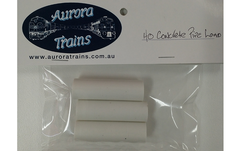 Aurora Trains Concrete Pipe Load White HO Scale