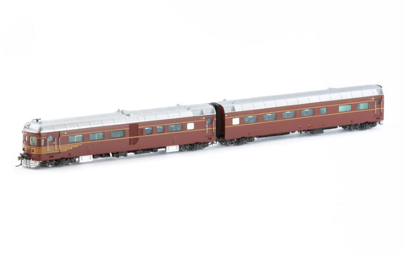 Auscision NRC-2s DEB Set Railcar NSWGR Indian Red 4 Car Set DCC Sound Equipped HO Scale