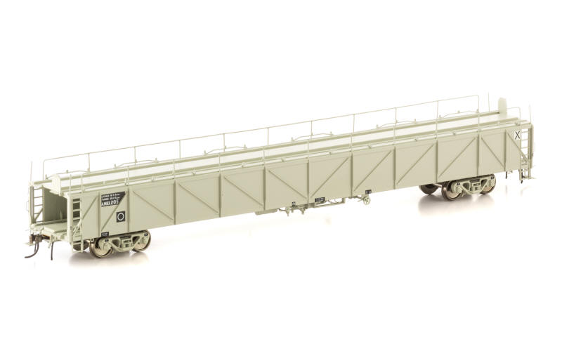 Auscision SCC-2 AMBX Plain Metal Sided Car Carrier Grey with No Logo 4 Car Pack HO Scale