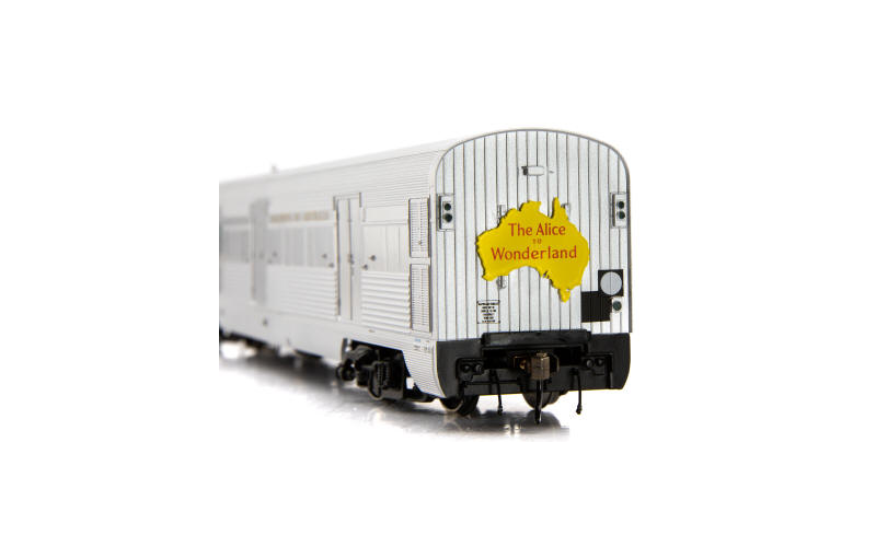 Auscision SP-73 Etched Nameplates Indian Pacific The Alice To Wonderland 2 x Decorated Nameplates Yellow Die-Cut Australia Plate HO Scale