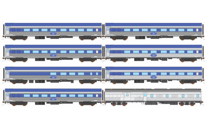 Auscision SPS-11 The Overland GSR Blue with Emu Logo (2017-Present) 8 Car Set HO Scale