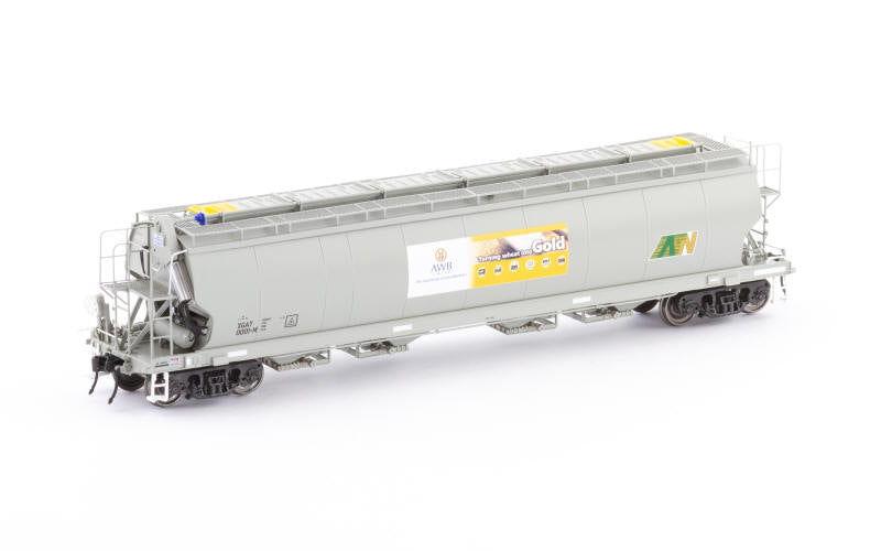 Auscision AGH-2 XGAY Grain Hopper AWB/ATN Access Grey 4 Car Pack HO Scale