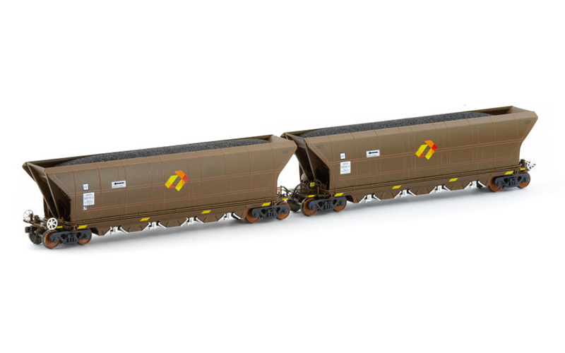 Auscision NCH-127 QHCH Coal Hopper Aurizon Wagon Grime 4 Wagon Pack HO Scale