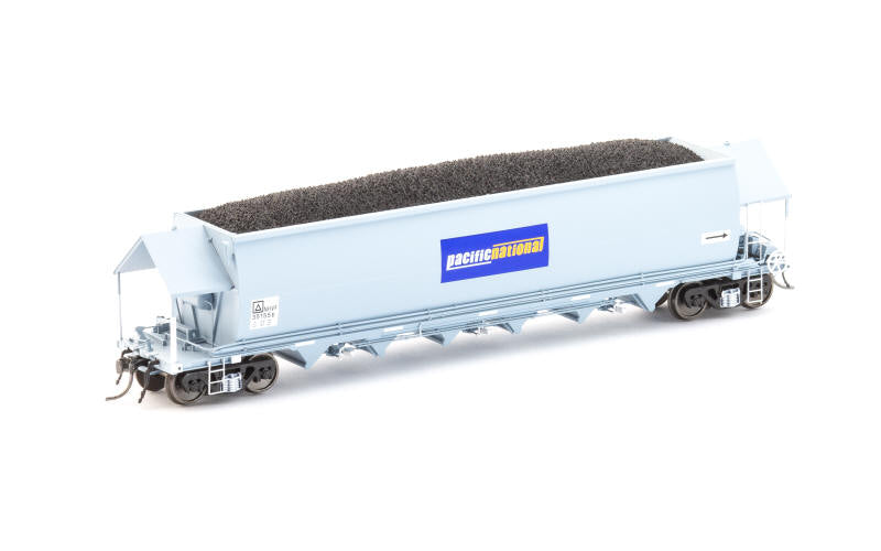 Auscision NCH-93 NHVF Coal Hopper Faded PN Blue with Pacific National Logos 4 Car Pack HO Scale