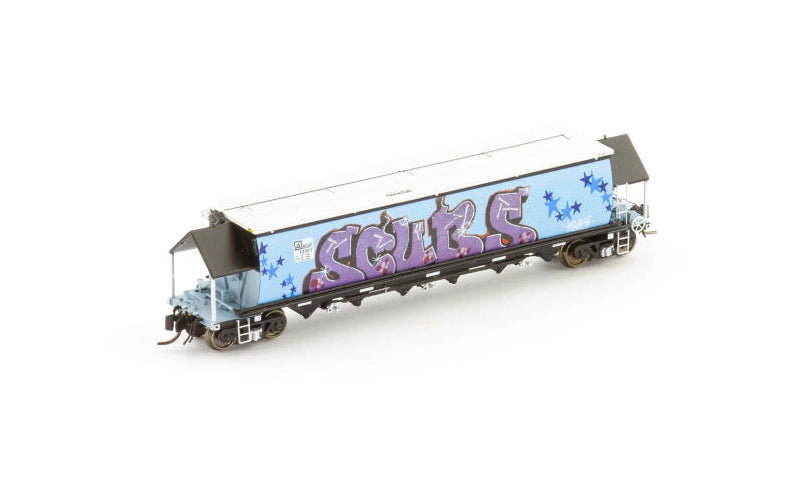 Auscision NNGH-18 BGVF Grain Hopper SSR Black with SSR Logo & Graffiti Single Wagon N Scale