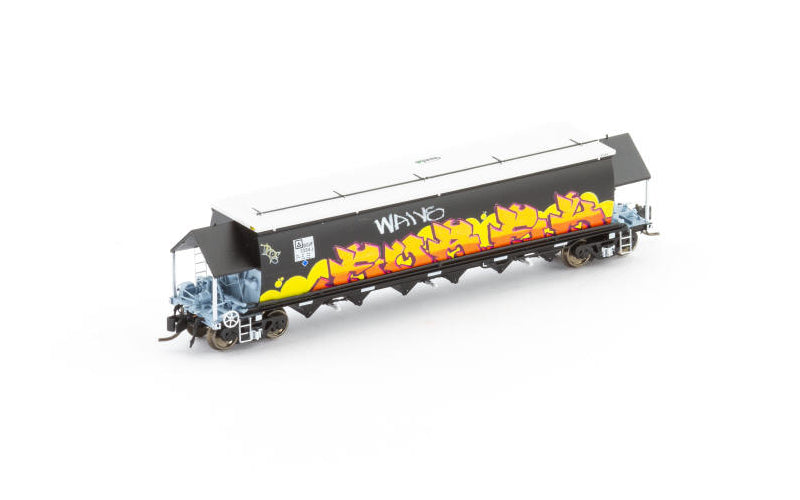 Auscision NNGH-19 BGVF Grain Hopper SSR Black with SSR Logo & Graffiti Single Wagon N Scale