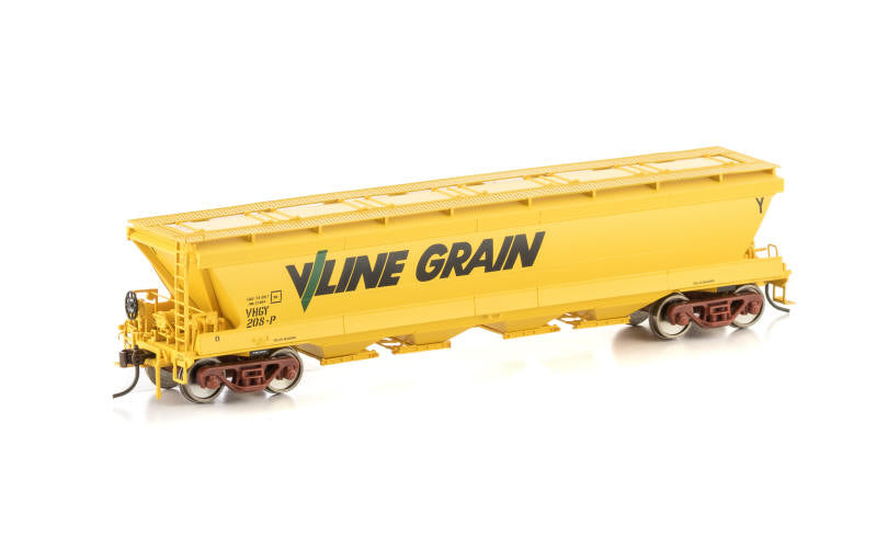 Auscision VGH-28 VHGY Grain Hopper V/Line Yellow with V/Line Grain Logo 4 Wagon Pack HO Scale
