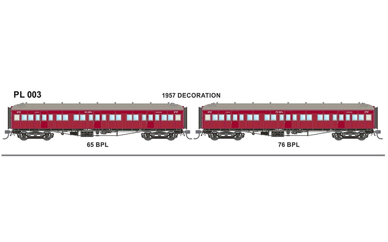 Austrains Neo PL 003 PL Passenger Carriages 65 BPL & 76 BPL 1957 Era HO Scale
