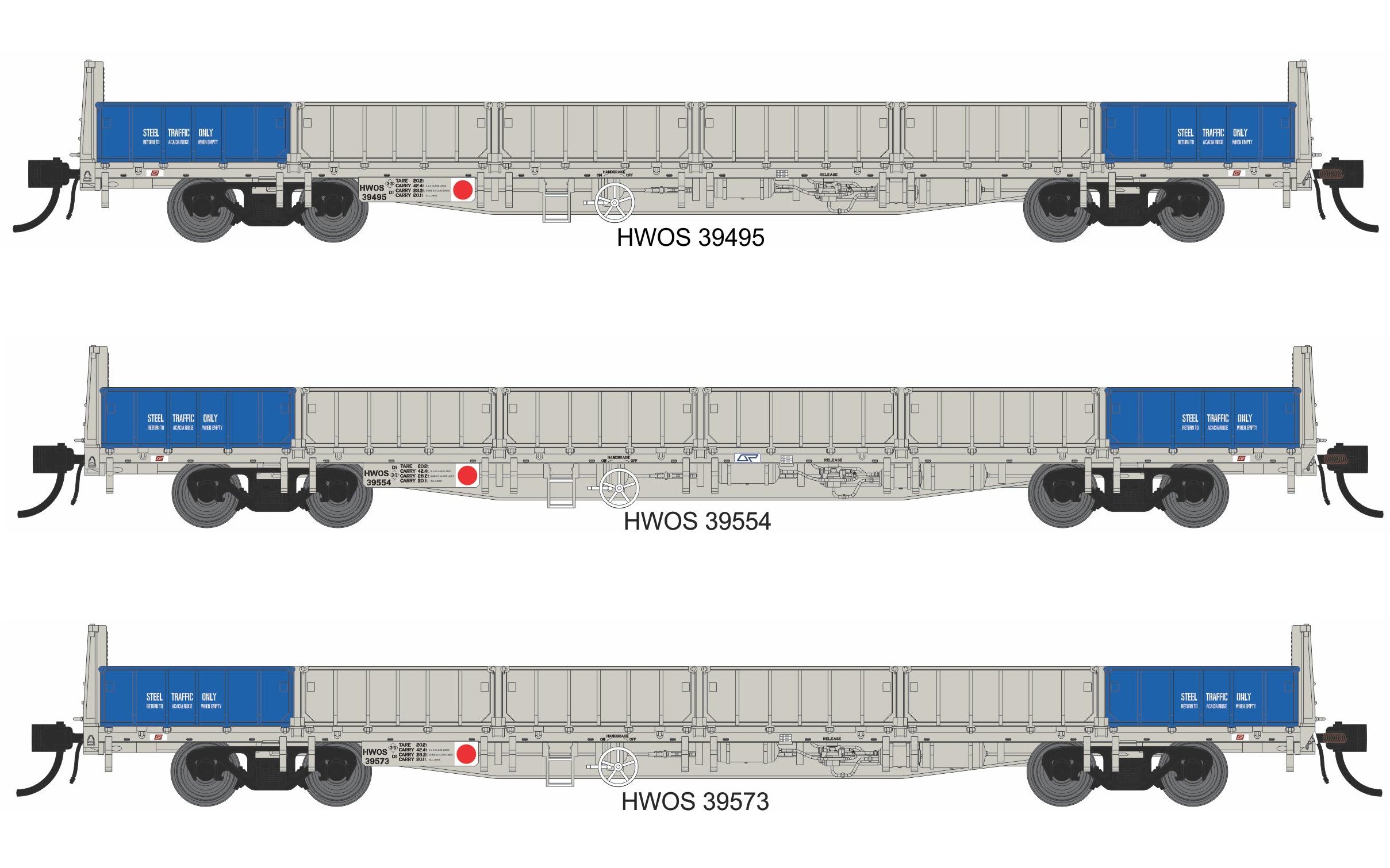 CGL Models HWO/HWOS OPEN WAGON Set of 3 Wagons HO/HOn3½ Scale