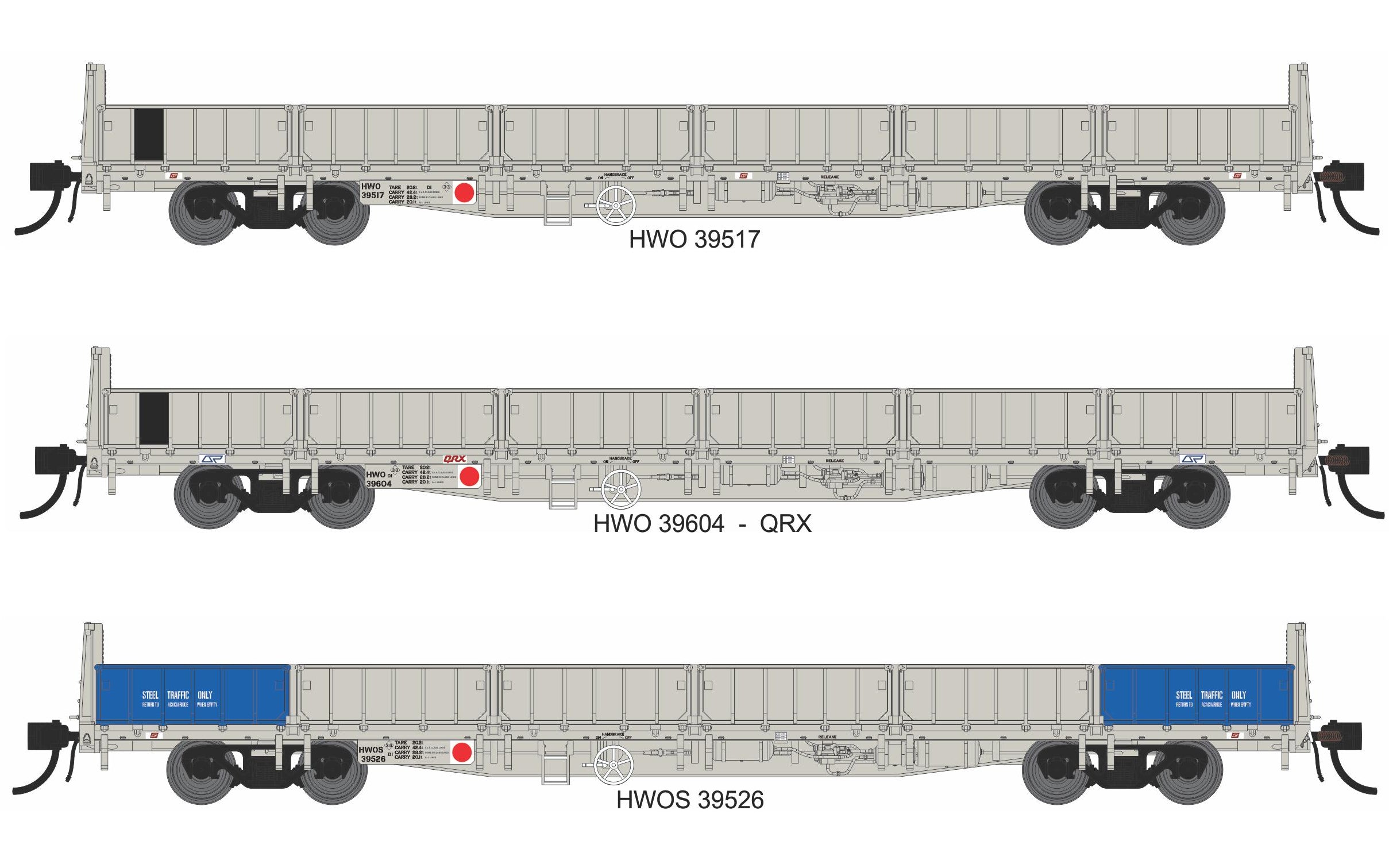 CGL Models HWO/HWOS OPEN WAGON Set of 3 Wagons HO/HOn3½ Scale