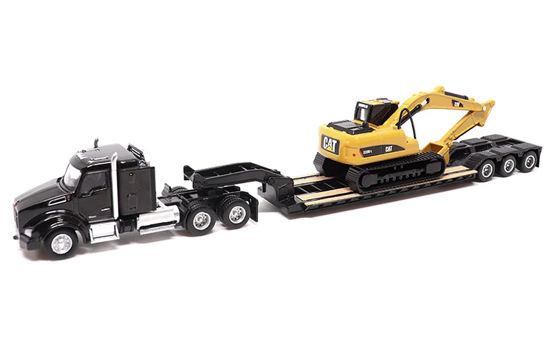 Diecast Masters CAT® 84420 Kenworth T880s SBFS 40in-Sleeper Tandem Tractor with Lowboy Trailer and CAT® 320D L Hydraulic Excavator HO Scale