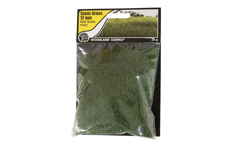 Woodland Scenics FS625 Static Grass Dark Green 12mm