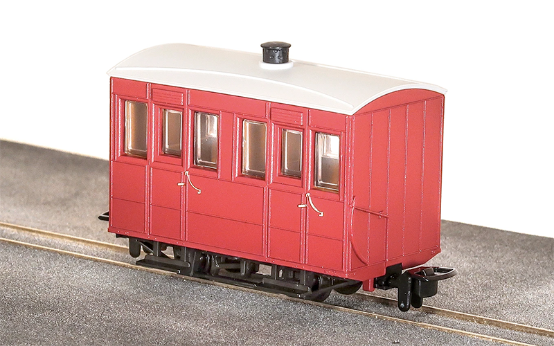 Peco Great Little Trains GR-500UR Glyn Valley Tramway Enclosed-Side Coach Red Unlettered OO9 Scale