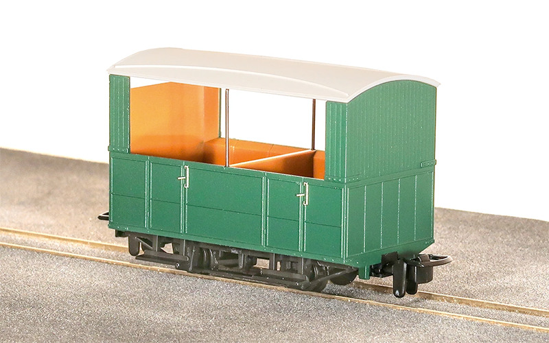 Peco Great Little Trains GR-520UG Glyn Valley Tramway Open-side Coach Green Unlettered OO9 Scale