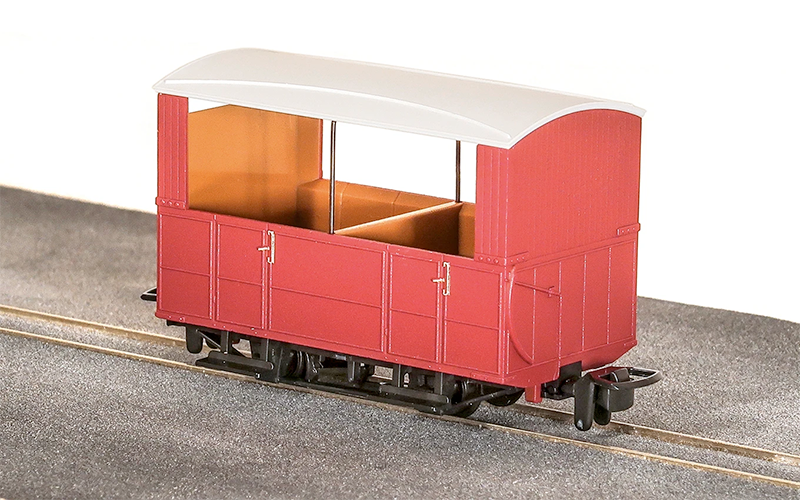 Peco Great Little Trains GR-520UR Glyn Valley Tramway Open-side Coach Red Unlettered OO9 Scale