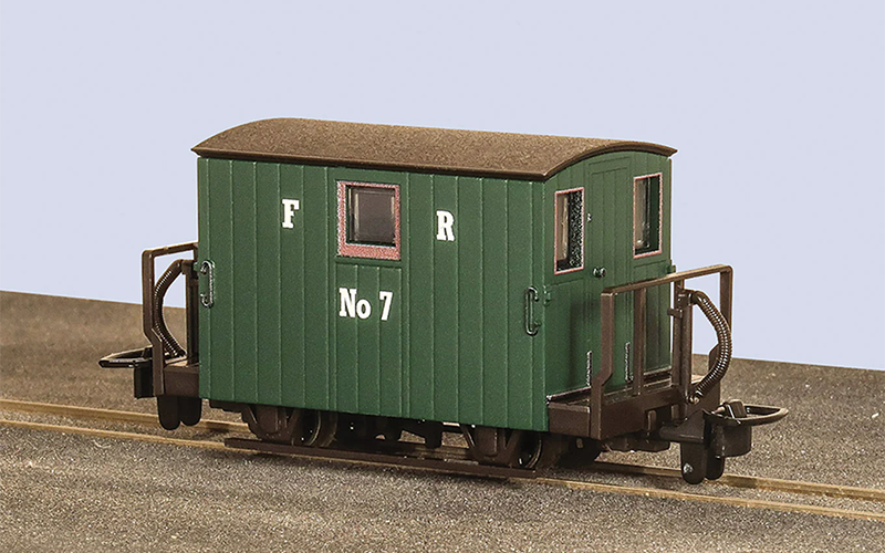 Peco Great Little Trains GR-580A FR Quarryman Coach Green Brake Coach (Double Balcony) OO9 Scale