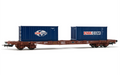 Rivarossi HR6502 ERR 4-Axle Flat Wagon Sg Brown Livery Loaded with 2 x 20' Container "CMA CGM" Period VI