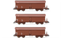 Rivarossi HR6520 DB AG 3-Unit Set of 4-Axle Self-Discharging Wagons Fals 164 Brown Livery Period V HO Scale