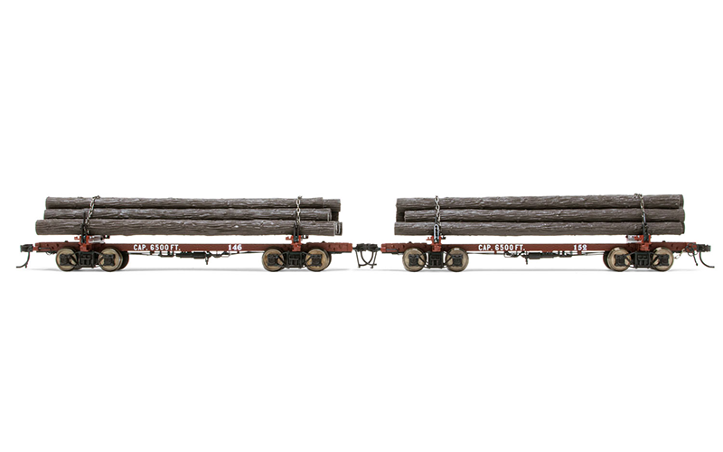 Rivarossi HR6538 2-Unit Set of Log Cars "Westside Lumber Co." no. 146 and 152 Period III HO Scale