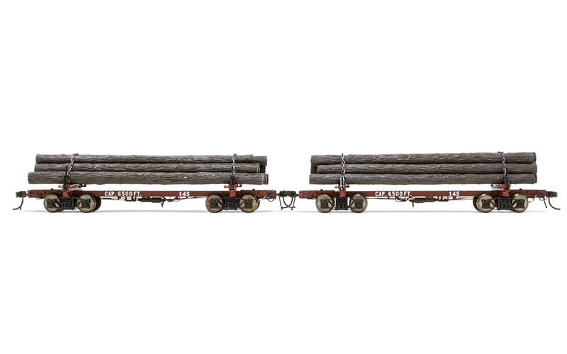 Rivarossi HR6539 2-Unit Set of Log Cars "Pickering Lumber Corp." no. 143 and 145 Period III HO Scale