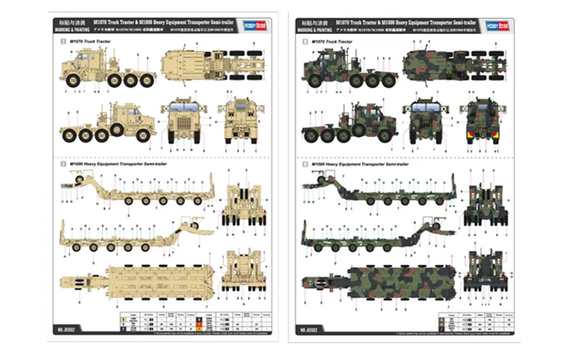 HobbyBoss M1070/M1000 Truck Tractor Heavy Equipment Transporters 1:35 Scale