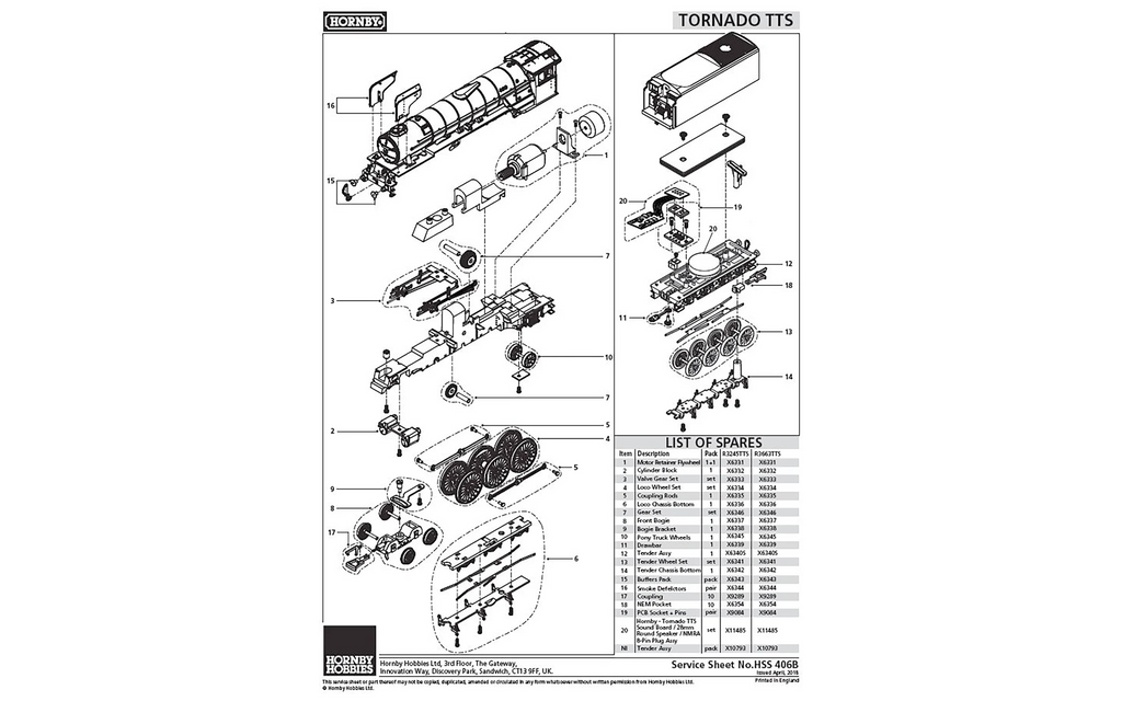 Hornby X6331 Tornado Motor Retainer Flywheel OO Scale