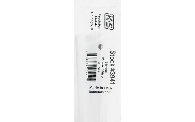 K & S #3941 Music Wire 1mm 1 Metre Lengths 4 per Bundle
