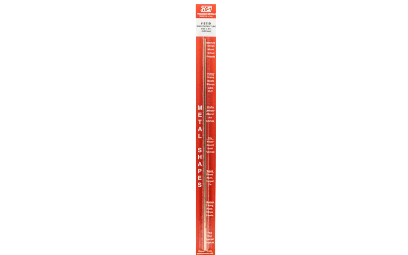 K & S #8119 Round Copper Tube 0.014" Wall x 12" Long - 5/32" OD