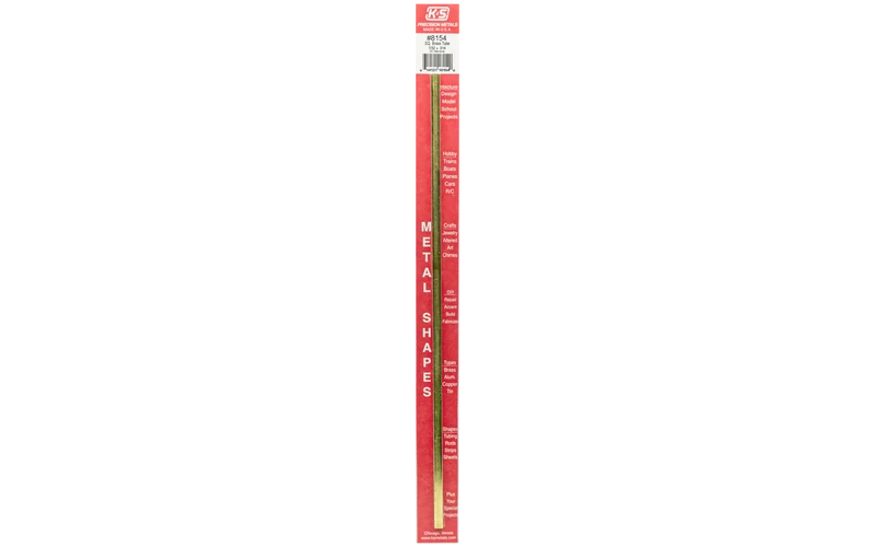 K & S #8154 Square Brass Tube 0.014" Wall x 12" Long - 7/32" OD
