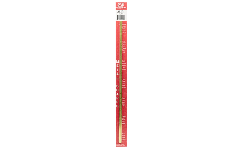 K & S #8155 Square Brass Tube 0.014" Wall x 12" Long - 1/4" OD