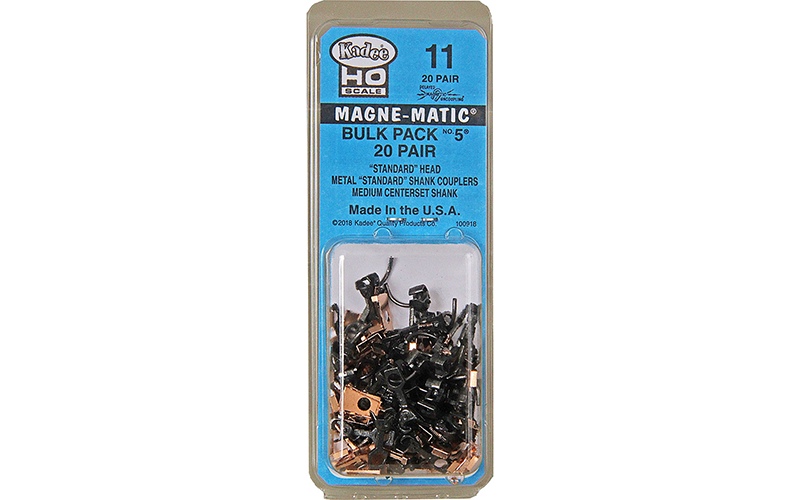 Kadee #11 Magne-Matic® 20 Pair #5 (NO.5®) Metal Couplers - Medium (9/32") Centerset Shank HO Scale