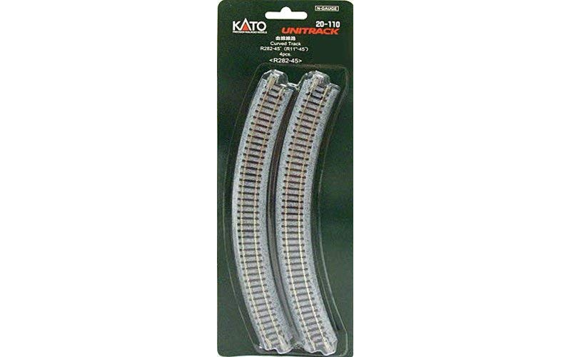 Kato 20-110 Unitrack 282mm (11") Radius 45º Curve Track 4 pcs N Scale
