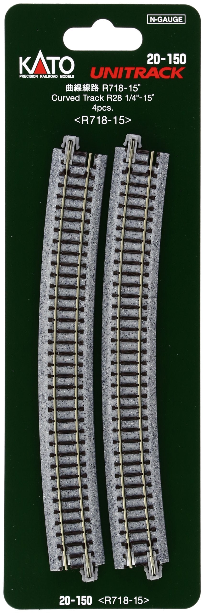 Kato 20-150 Unitrack Curved Track 718mm 15 Degrees 4 Pack N Scale