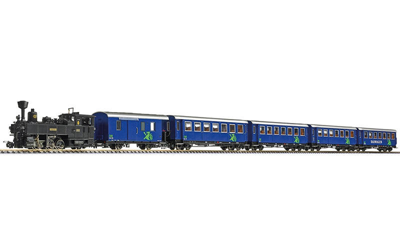 Liliput L140910 6-unit Train Pack "Murtalbahn" Steam Locomotive and 5 Coaches Era VI HOe Scale