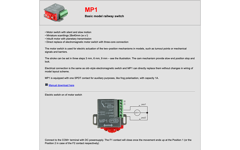 MTB MP1 Switch (Point) Motor