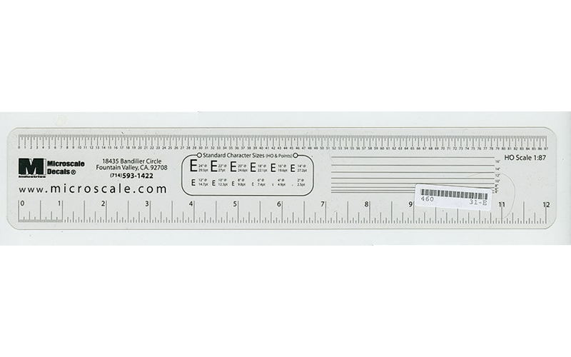 Microscale 460-31 Clear (See-Through) HO Scale Ruler