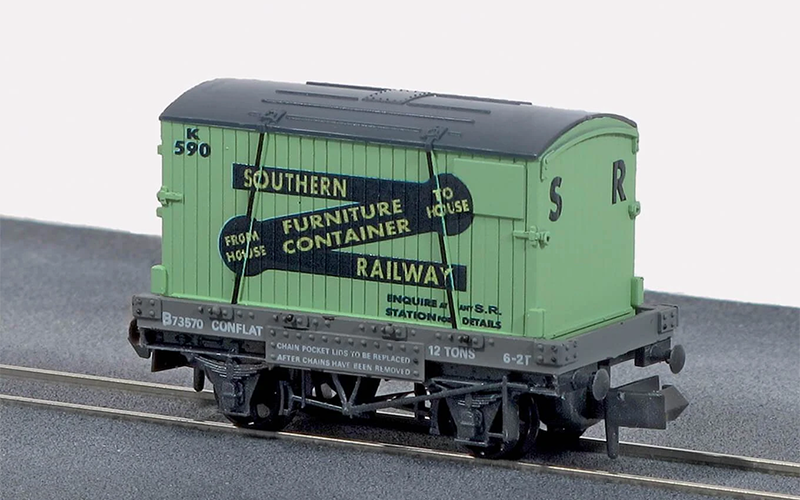Peco Quality Line Wagons NR-24 SR Furniture Removals Conflat Wagon with Container N Scale