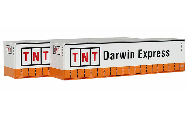 On Track Models 40CS-42 TNT Darwin Express 40' Curtain Sided Containers 2 Pack HO Scale