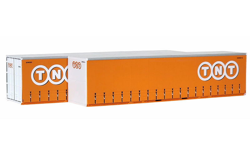 On Track Models 40CS-47 Circle TNT Orange 40' Curtain Sided Containers 2 Pack HO Scale