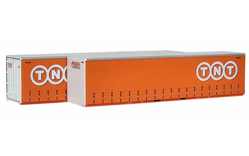 On Track Models 40CS-48 Circle TNT Orange 40' Curtain Sided Containers 2 Pack HO Scale