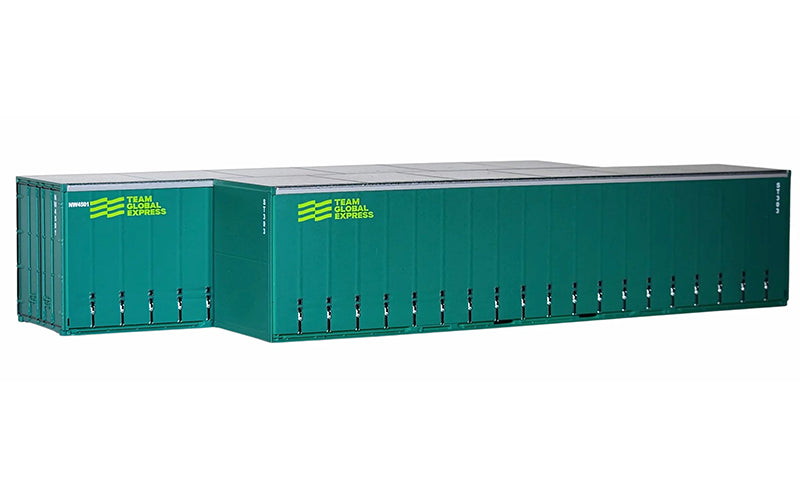 On Track Models 40CS-50 TGE Green 40' Curtain Sided Containers 2 Pack HO Scale