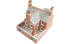Metcalfe PN103 Terrace Houses in Red Brick N Scale